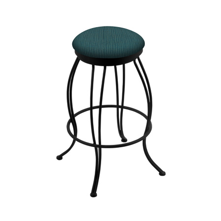 HOLLAND BAR STOOL CO 30" Swivel Bar Stool, Black Wrinkle, Graph Tidal Seat 300030BW022